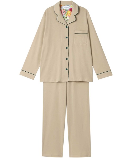 une nana cool（ウンナナクール）の「【綿100％】フライスパジャマ MADE WITH LIBERTY FABRIC（ルームウェア/パジャマ・レディース・ライトオレンジ系/グレイッシュブルー/ライトベージュ/コーラルピンク/クリーム/カーキブラウン/ラベンダー/モカ/オートミール/ダークウッド/ブラウン/レッド/サックスブルー/イエロー/ターコイズブルー/ピンク/グリーン/ライトグリーン/アイボリー/ボルドー/ホワイト/ブラック/ダークブラウン/エンジ/ネイビー/パープル・L/M）」の11枚目の写真