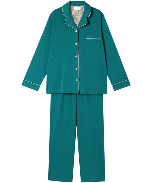 une nana cool（ウンナナクール）の「【綿100％】フライスパジャマ MADE WITH LIBERTY FABRIC（ルームウェア/パジャマ・レディース・ライトオレンジ系/グレイッシュブルー/ライトベージュ/コーラルピンク/クリーム/カーキブラウン/ラベンダー/モカ/オートミール/ダークウッド/ブラウン/レッド/サックスブルー/イエロー/ターコイズブルー/ピンク/グリーン/ライトグリーン/アイボリー/ボルドー/ホワイト/ブラック/ダークブラウン/エンジ/ネイビー/パープル・L/M）」の12枚目の写真