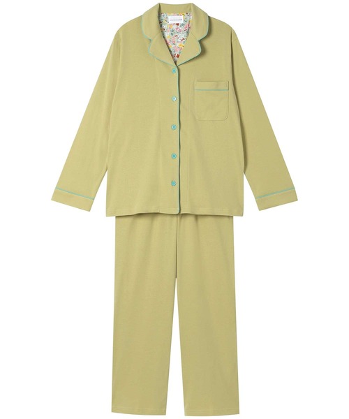 une nana cool（ウンナナクール）の「【綿100％】フライスパジャマ MADE WITH LIBERTY FABRIC（ルームウェア/パジャマ・レディース・ライトオレンジ系/グレイッシュブルー/ライトベージュ/コーラルピンク/クリーム/カーキブラウン/ラベンダー/モカ/オートミール/ダークウッド/ブラウン/レッド/サックスブルー/イエロー/ターコイズブルー/ピンク/グリーン/ライトグリーン/アイボリー/ボルドー/ホワイト/ブラック/ダークブラウン/エンジ/ネイビー/パープル・L/M）」の13枚目の写真