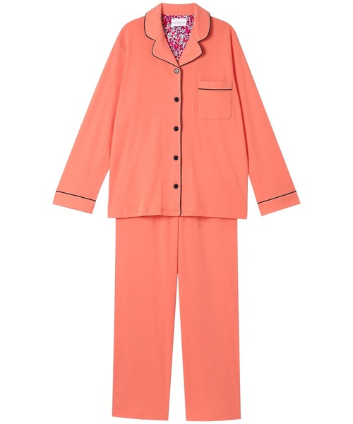 une nana cool（ウンナナクール）の「【綿100％】フライスパジャマ MADE WITH LIBERTY FABRIC（ルームウェア/パジャマ・レディース・ライトオレンジ系/グレイッシュブルー/ライトベージュ/コーラルピンク/クリーム/カーキブラウン/ラベンダー/モカ/オートミール/ダークウッド/ブラウン/レッド/サックスブルー/イエロー/ターコイズブルー/ピンク/グリーン/ライトグリーン/アイボリー/ボルドー/ホワイト/ブラック/ダークブラウン/エンジ/ネイビー/パープル・L/M）」の22枚目の写真