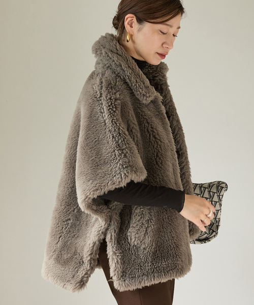 ＜TICCA (ティッカ)＞ウールファーポンチョ✨新品タグ付き セール】【TICCA/ティッカ】ウールファーポンチョ（ポンチョ