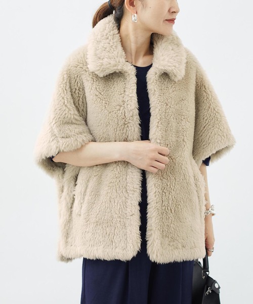 TICCA(ティッカ)の「TICCA(ティッカ) Woolファーポンチョ 0243410033(ポンチョ・レディース・ベージュ/ブラウン・FREE)」の5枚目の写真