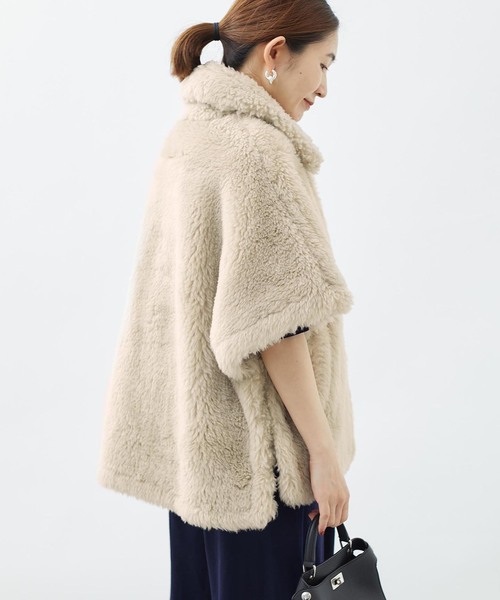 TICCA(ティッカ)の「TICCA(ティッカ) Woolファーポンチョ 0243410033(ポンチョ・レディース・ベージュ/ブラウン・FREE)」の7枚目の写真