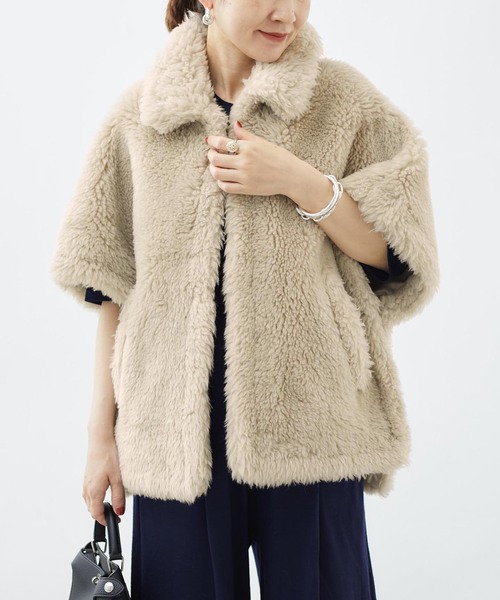 TICCA(ティッカ)の「TICCA(ティッカ) Woolファーポンチョ 0243410033(ポンチョ・レディース・ベージュ/ブラウン・FREE)」の8枚目の写真