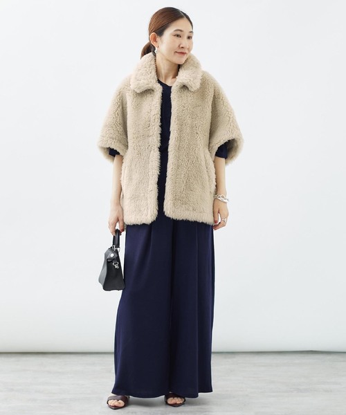 TICCA(ティッカ)の「TICCA(ティッカ) Woolファーポンチョ 0243410033(ポンチョ・レディース・ベージュ/ブラウン・FREE)」の10枚目の写真