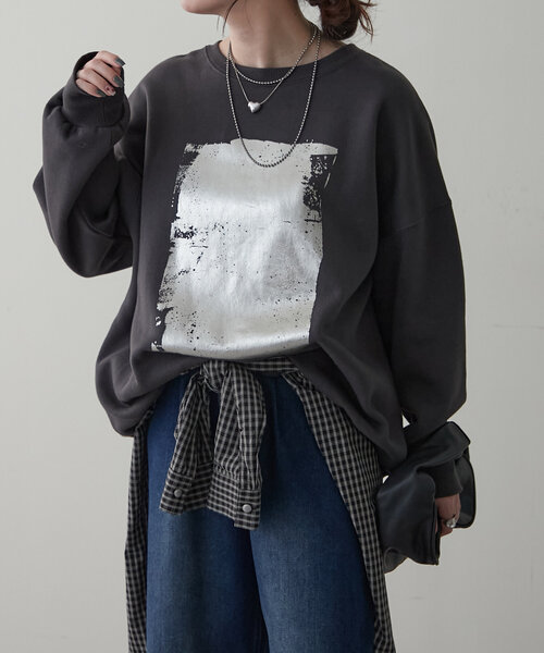 NUNIFE（ユニフィー）の「【NUNIFE / ロングセラーアイテム】箔プリントプルオーバー（スウェット・レディース・スミクロ/アイボリー/オフホワイト・FREE）」の13枚目の写真