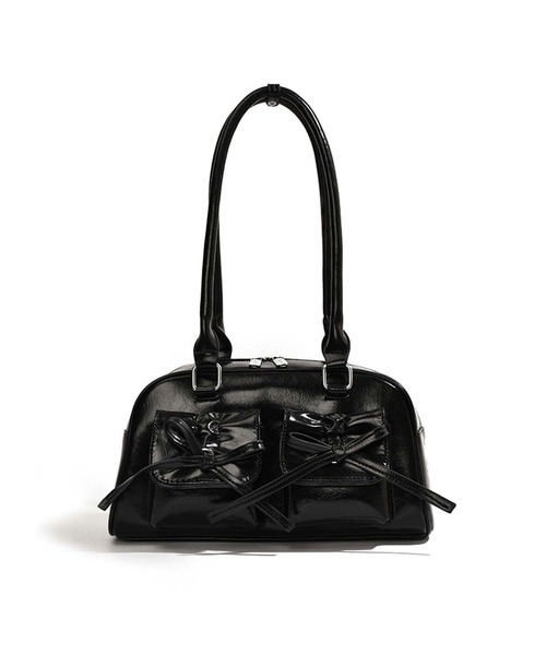 セール】ダブルポケットフロントリボントートバッグ（トートバッグ