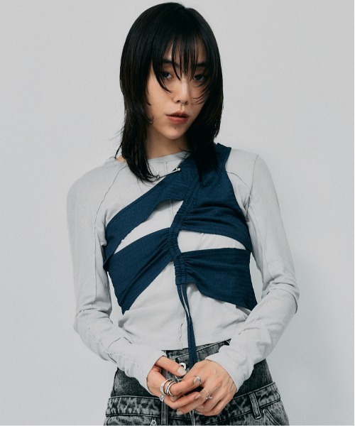 セール】【led.tokyo】レイヤードトップスセット（Tシャツ