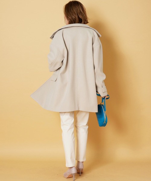 セール】ウール調スタンド衿ミドル丈コクーンコート（その他アウター