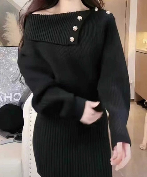 SPIGA(スピーガ)の「オフショルニットタイトワンピース(ワンピース・レディース・ホワイト/ブラック/グレー・FREE)」の7枚目の写真