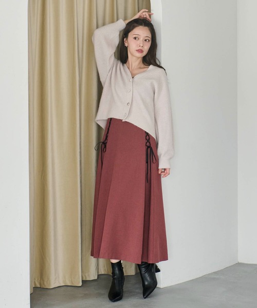 NOELA(ノエラ)の「レースアップキャミワンピース(ワンピース・レディース・ボルドー/ベージュ/モカ・S/M)」の5枚目の写真