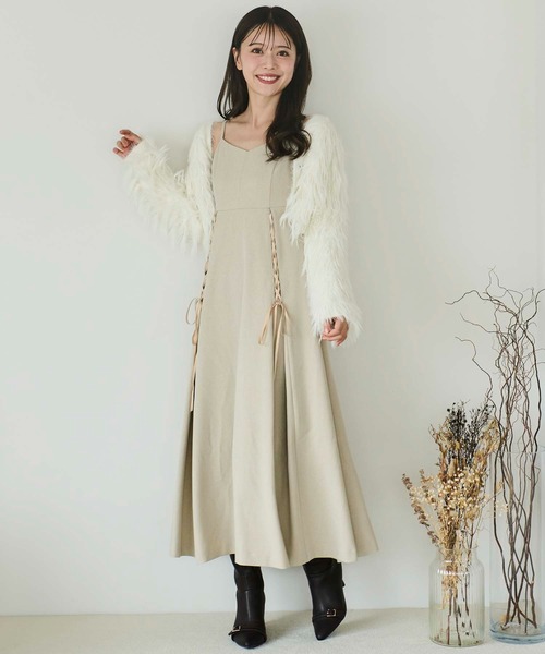 NOELA(ノエラ)の「レースアップキャミワンピース(ワンピース・レディース・ボルドー/ベージュ/モカ・S/M)」の9枚目の写真