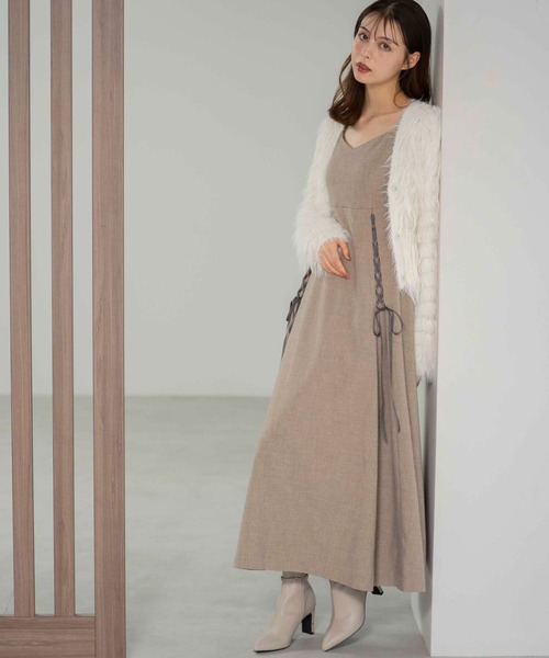 NOELA(ノエラ)の「レースアップキャミワンピース(ワンピース・レディース・ボルドー/ベージュ/モカ・S/M)」の14枚目の写真