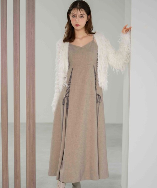 NOELA(ノエラ)の「レースアップキャミワンピース(ワンピース・レディース・ボルドー/ベージュ/モカ・S/M)」の15枚目の写真