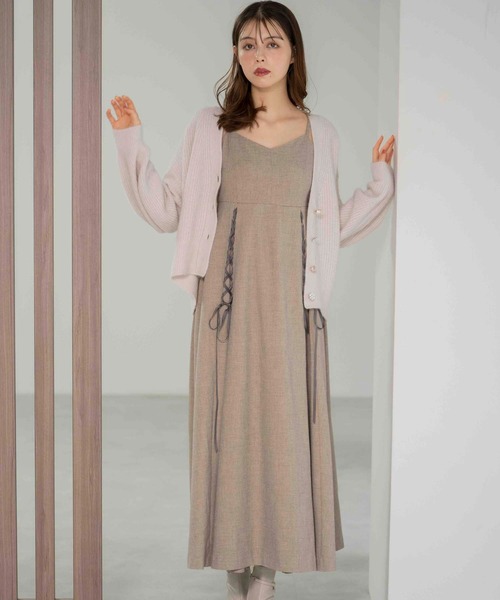 NOELA(ノエラ)の「レースアップキャミワンピース(ワンピース・レディース・ボルドー/ベージュ/モカ・S/M)」の18枚目の写真