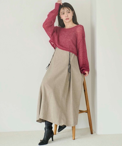 NOELA(ノエラ)の「レースアップキャミワンピース(ワンピース・レディース・ボルドー/ベージュ/モカ・S/M)」の20枚目の写真