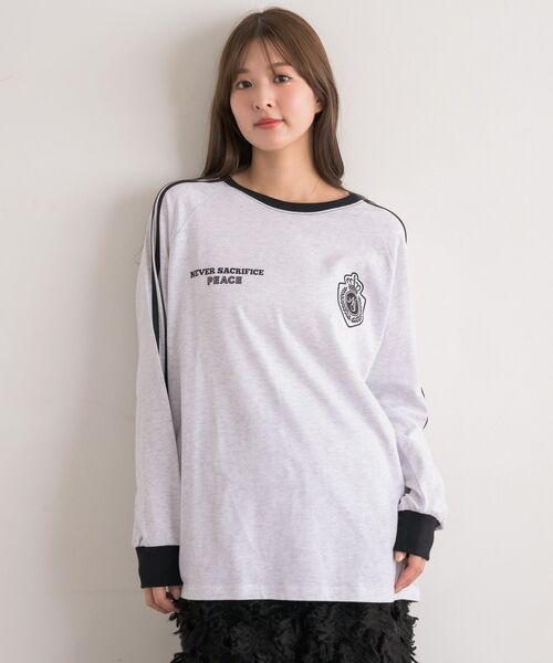 RETRO GIRL(レトロガール)の「【UNISEX】袖ラインロンTEE(Tシャツ/カットソー・レディース・ホワイト系その他/イエロー/ブラック・FREE)」の10枚目の写真