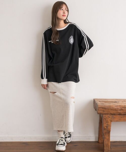 RETRO GIRL(レトロガール)の「【UNISEX】袖ラインロンTEE(Tシャツ/カットソー・レディース・ホワイト系その他/イエロー/ブラック・FREE)」の14枚目の写真