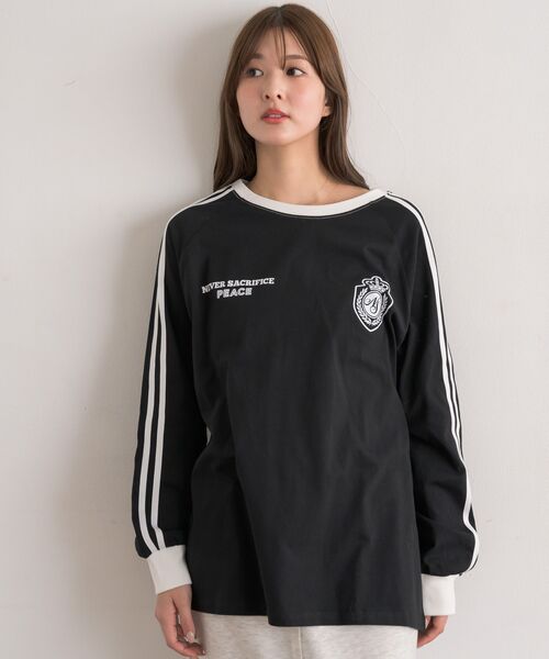 RETRO GIRL(レトロガール)の「【UNISEX】袖ラインロンTEE(Tシャツ/カットソー・レディース・ホワイト系その他/イエロー/ブラック・FREE)」の18枚目の写真