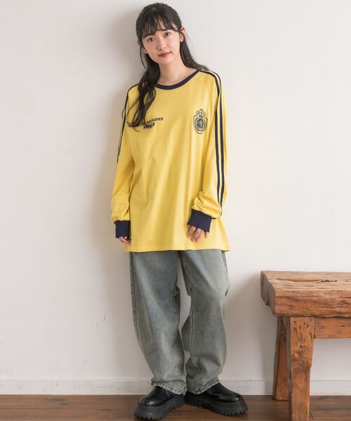 RETRO GIRL(レトロガール)の「【UNISEX】袖ラインロンTEE(Tシャツ/カットソー・レディース・ホワイト系その他/イエロー/ブラック・FREE)」の22枚目の写真