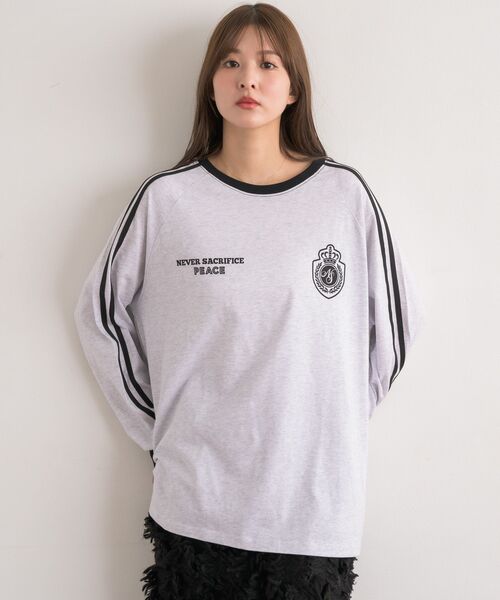 RETRO GIRL(レトロガール)の「【UNISEX】袖ラインロンTEE(Tシャツ/カットソー・レディース・ホワイト系その他/イエロー/ブラック・FREE)」の4枚目の写真