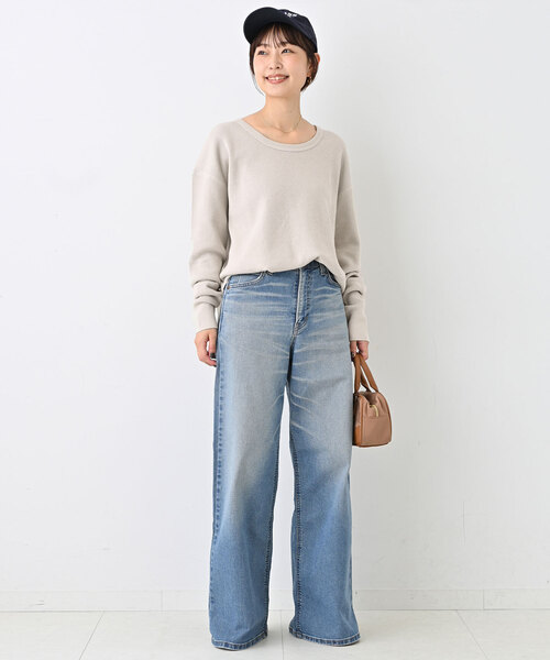 SLOBE IENA（スローブイエナ）の「Uネックワッフルプルオーバー（Tシャツ/カットソー・レディース・チャコールグレー/サファリグリーン/ベージュ・FREE）」の11枚目の写真