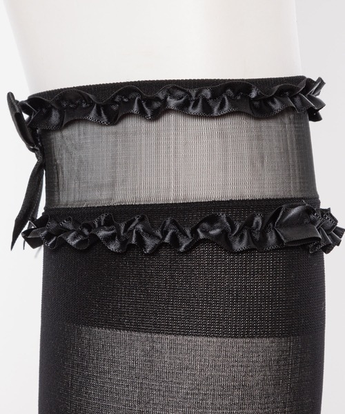 DearMyLove（ディアマイラブ）の「シースルートリムハイソックス（ソックス/靴下・レディース・ブラック/ホワイト・M-L）」の6枚目の写真