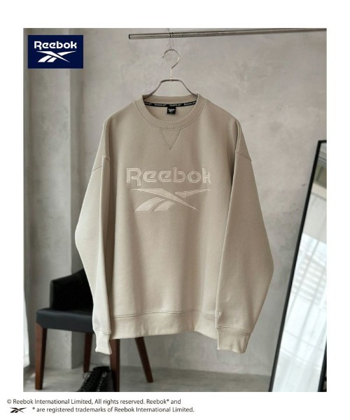 別注限定展開】Reebok裏起毛ツイルワッペンロゴトレーナー