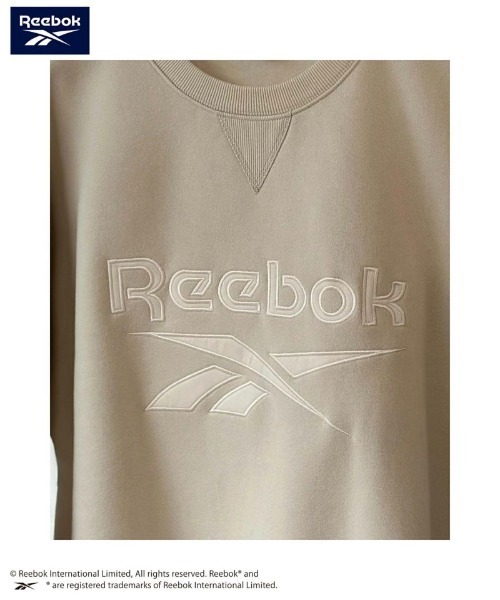 Reebok(リーボック)の「【別注限定展開】Reebok裏起毛ツイルワッペンロゴトレーナー(スウェット・メンズ・グリーン/ネイビー/グレイッシュベージュ・M/L/XL)」の4枚目の写真