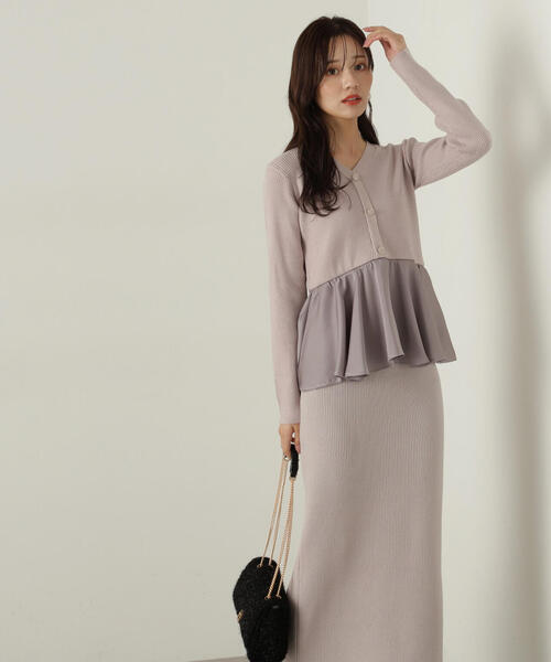 PROPORTION BODY DRESSING（プロポーションボディドレッシング）の「ペプラムナローニットＳＥＴ　ＵＰ / 1214240510（ワンピース・レディース・ホワイト系その他/ブラック/グレー・SMALL/MEDIUM）」の3枚目の写真