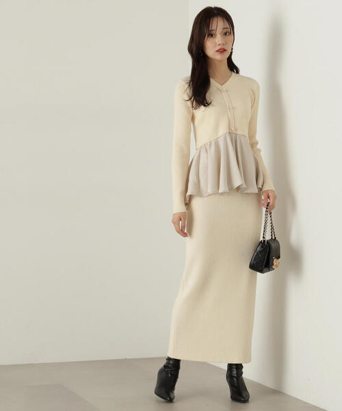 PROPORTION BODY DRESSING（プロポーションボディドレッシング）の「ペプラムナローニットＳＥＴ　ＵＰ / 1214240510（ワンピース・レディース・ホワイト系その他/ブラック/グレー・SMALL/MEDIUM）」の4枚目の写真