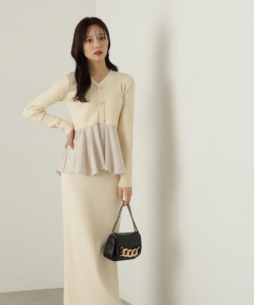 PROPORTION BODY DRESSING（プロポーションボディドレッシング）の「ペプラムナローニットＳＥＴ　ＵＰ / 1214240510（ワンピース・レディース・ホワイト系その他/ブラック/グレー・SMALL/MEDIUM）」の6枚目の写真