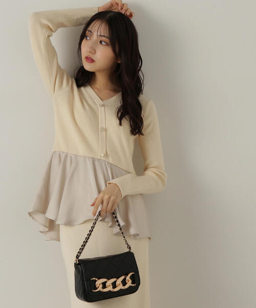 PROPORTION BODY DRESSING（プロポーションボディドレッシング）の「ペプラムナローニットＳＥＴ　ＵＰ / 1214240510（ワンピース・レディース・ホワイト系その他/ブラック/グレー・SMALL/MEDIUM）」の9枚目の写真