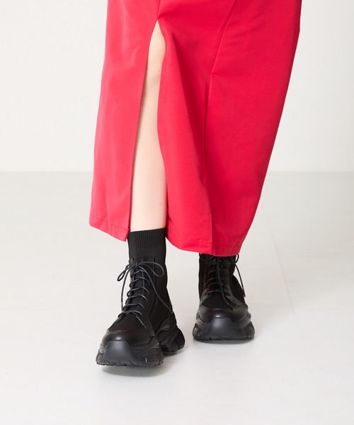 セール】スニーカーソールニットレースアップブーツ 41434（ブーツ