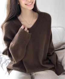 ゆったり ふわふわ 抜け感 Vネック ニット セーター