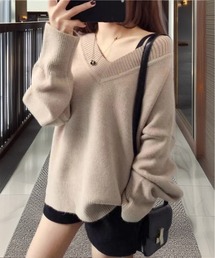 Candlestick（キャンドルスティック）の「ゆったり ふわふわ 抜け感 Vネック ニット セーター（ニット/セーター）」