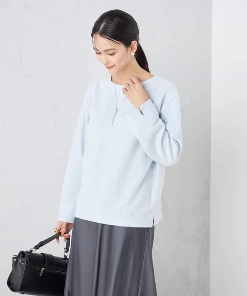 a.v.v(アーヴェヴェ)の「【洗える】ラメニットソートップス(Tシャツ/カットソー・レディース・アイボリー/ダークインディゴブルー・36/38/40/42/34)」の21枚目の写真