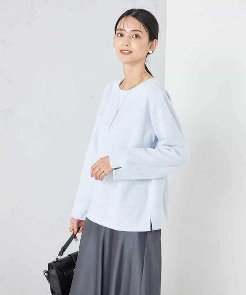 a.v.v(アーヴェヴェ)の「【洗える】ラメニットソートップス(Tシャツ/カットソー・レディース・アイボリー/ダークインディゴブルー・36/38/40/42/34)」の3枚目の写真