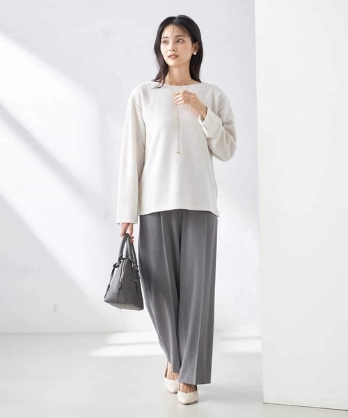 a.v.v(アーヴェヴェ)の「【洗える】ラメニットソートップス(Tシャツ/カットソー・レディース・アイボリー/ダークインディゴブルー・36/38/40/42/34)」の9枚目の写真