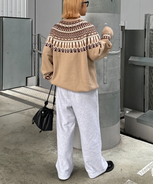 CIAOPANIC TYPY（チャオパニックティピー）の「ノルディック柄クルーネックニット（ニット/セーター・レディース・オフホワイト/ブラウン/チャコールグレー・MEDIUM/LARGE）」の15枚目の写真