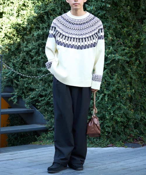 CIAOPANIC TYPY（チャオパニックティピー）の「ノルディック柄クルーネックニット（ニット/セーター・レディース・オフホワイト/ブラウン/チャコールグレー・MEDIUM/LARGE）」の21枚目の写真