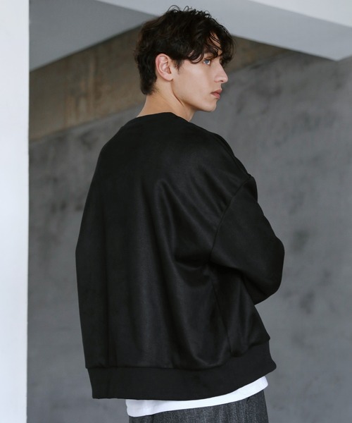 CTHY（シティ）の「ルーズシルエットフェイクスウェード裏毛クルーネックプルオーバー（Tシャツ/カットソー・メンズ・ブラック/グレー/ブラウン・S/M/L/XL）」の7枚目の写真