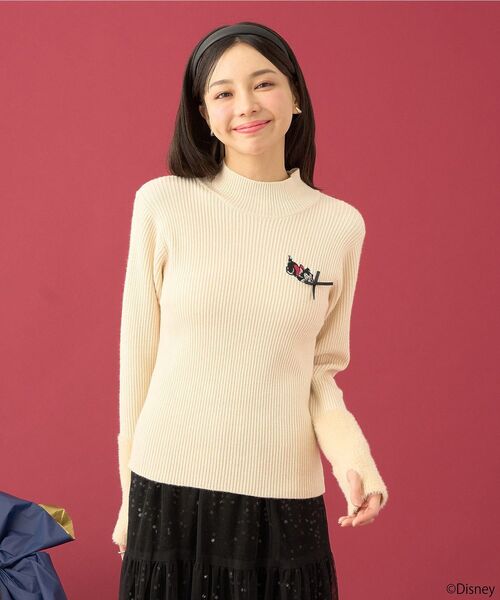 セール】Disney/フィガロ刺繍袖フェザーニット（ニット/セーター