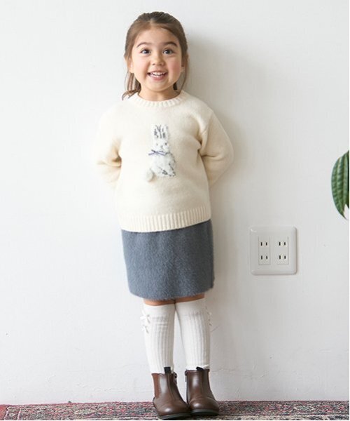 petit main(プティマイン)の「【リンク】ラメニットスカート(キッズ)(スカート・キッズ・アイボリー/グレー・S/M/L)」の3枚目の写真