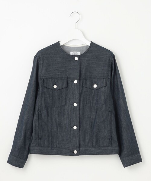 J.PRESS（ジェイプレス）の「【洗える】セルロースシャンブレー ノーカラー デニム ジャケット（デニムジャケット・レディース・ネイビー系/ブルー系・T13/T15）」の10枚目の写真