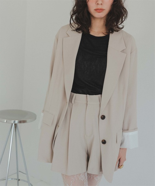 titivate(ティティベイト)の「ワイドスリーブオーバージャケット(テーラードジャケット・レディース・ライトカーキ/ライトベージュ・L/M/S)」の10枚目の写真