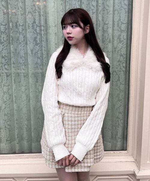 OLIVE des OLIVE(オリーブデオリーブ)の「Yui企画 ドッキングミニワンピ(ワンピース・レディース・ライトグレー/オフホワイト/ブラック・FREE)」の4枚目の写真
