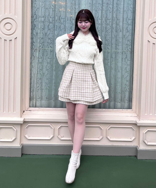 OLIVE des OLIVE(オリーブデオリーブ)の「Yui企画 ドッキングミニワンピ(ワンピース・レディース・ライトグレー/オフホワイト/ブラック・FREE)」の5枚目の写真