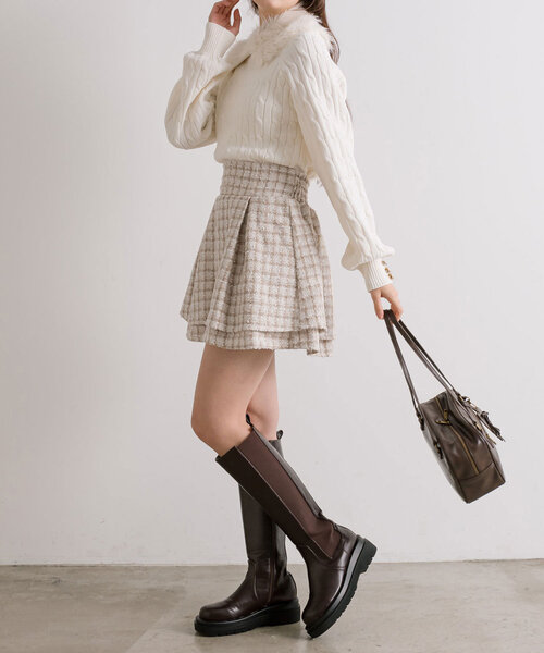 OLIVE des OLIVE(オリーブデオリーブ)の「Yui企画 ドッキングミニワンピ(ワンピース・レディース・ライトグレー/オフホワイト/ブラック・FREE)」の12枚目の写真