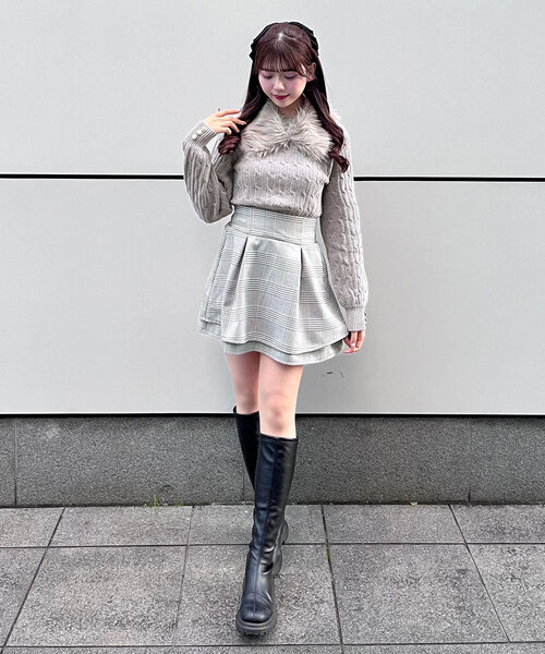 OLIVE des OLIVE(オリーブデオリーブ)の「Yui企画 ドッキングミニワンピ(ワンピース・レディース・ライトグレー/オフホワイト/ブラック・FREE)」の15枚目の写真